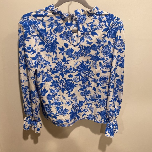 Blue and white ruffle blouse - Picture 2 of 2